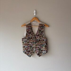 vintage 90s weathervane " we are the world " tapestry vest
